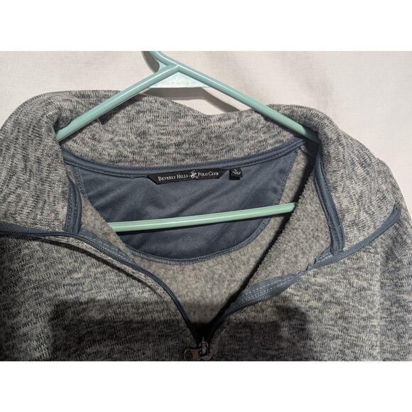 Beverly Hills Polo Club Mens Quarter Zip Henley Pullover Sweater Sz Large Gray - Picture 4 of 4